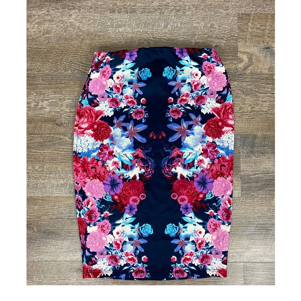 Womens Floral Pencil Skirt M